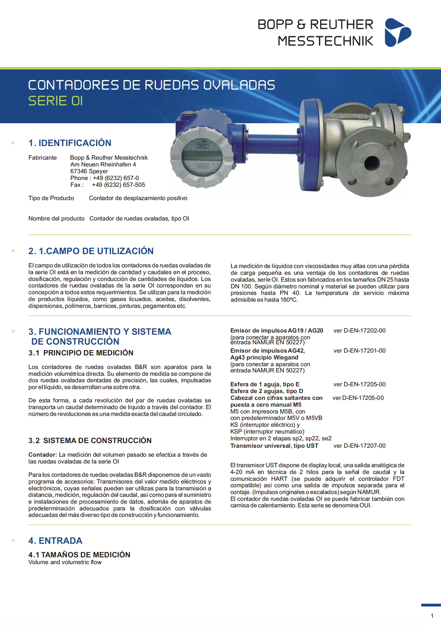 Contador de ruedas ovaladas Serie OI de Bopp&Reuther